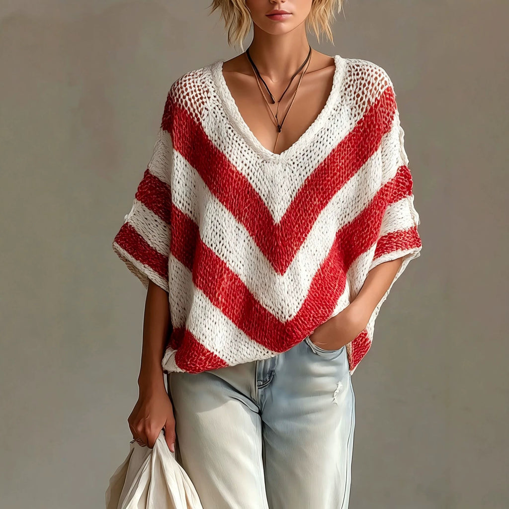 V-neck Short-sleeve knit Sweater