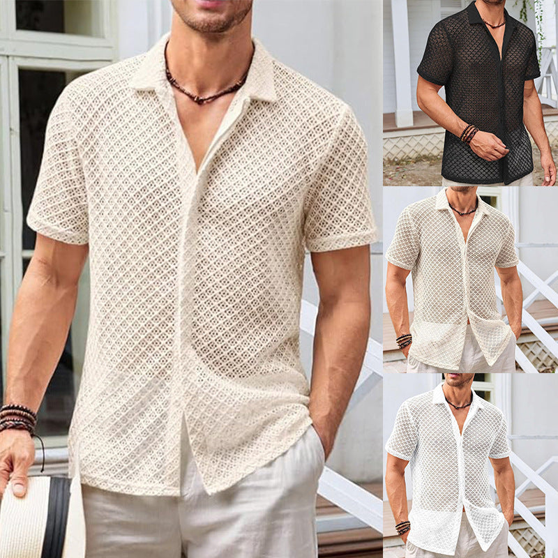 Short Sleeve Shirt Tops Beach Men