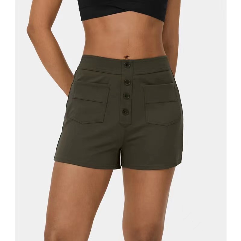 Polyester Mid-rise Shorts Women