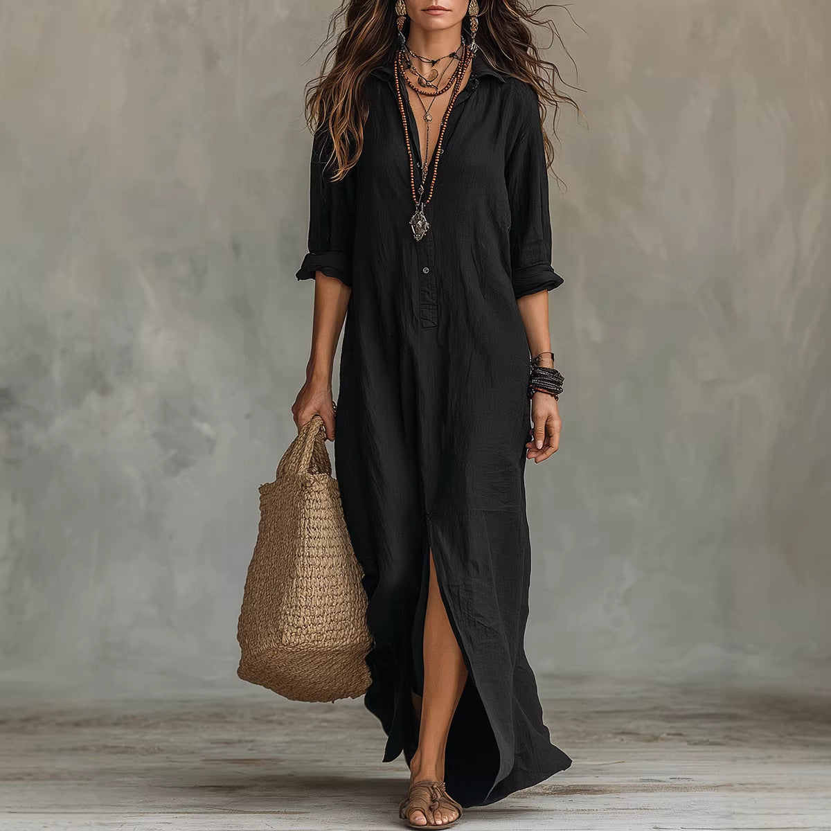 Long-sleeve Maxi Dress Casual