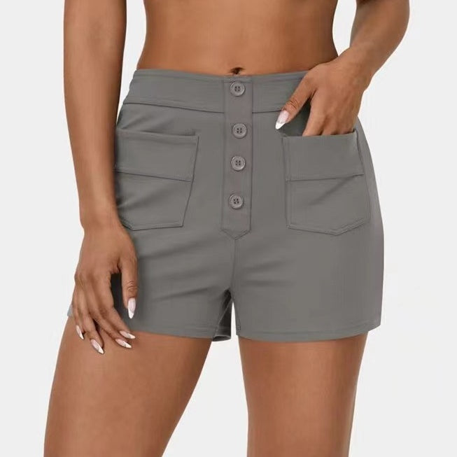 Polyester Mid-rise Shorts Women