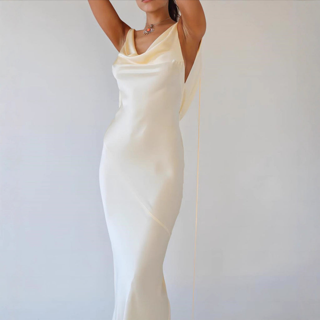 Champagne Satin Casual Dress