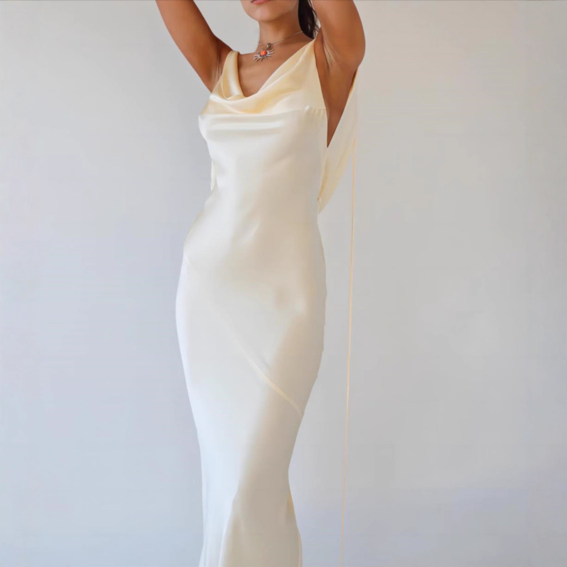 Champagne Satin Casual Dress