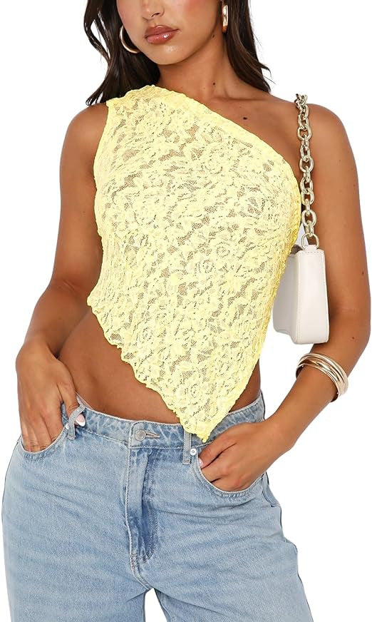 Lace Sloped Neck Vest Womens