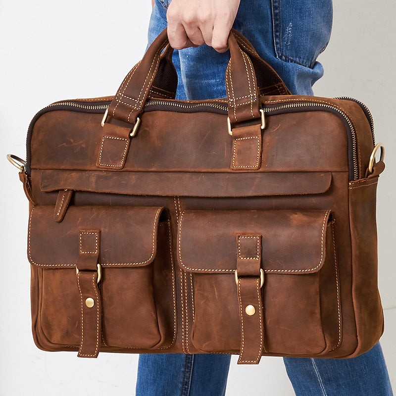 Men's lap top briefcase cowhide 15"