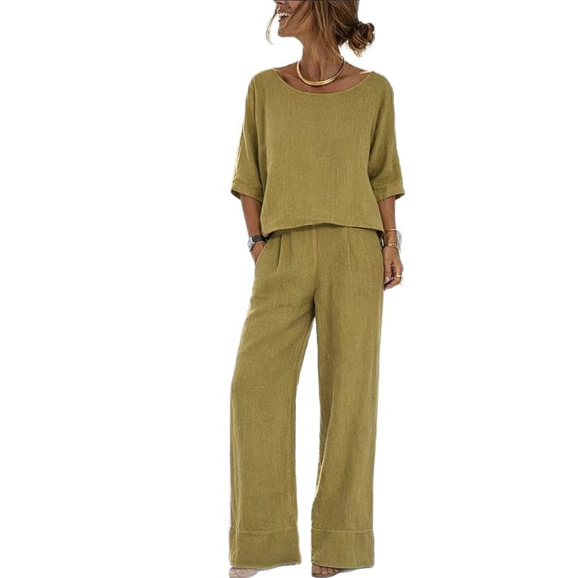 Elegant Short-Sleeve Pants Set