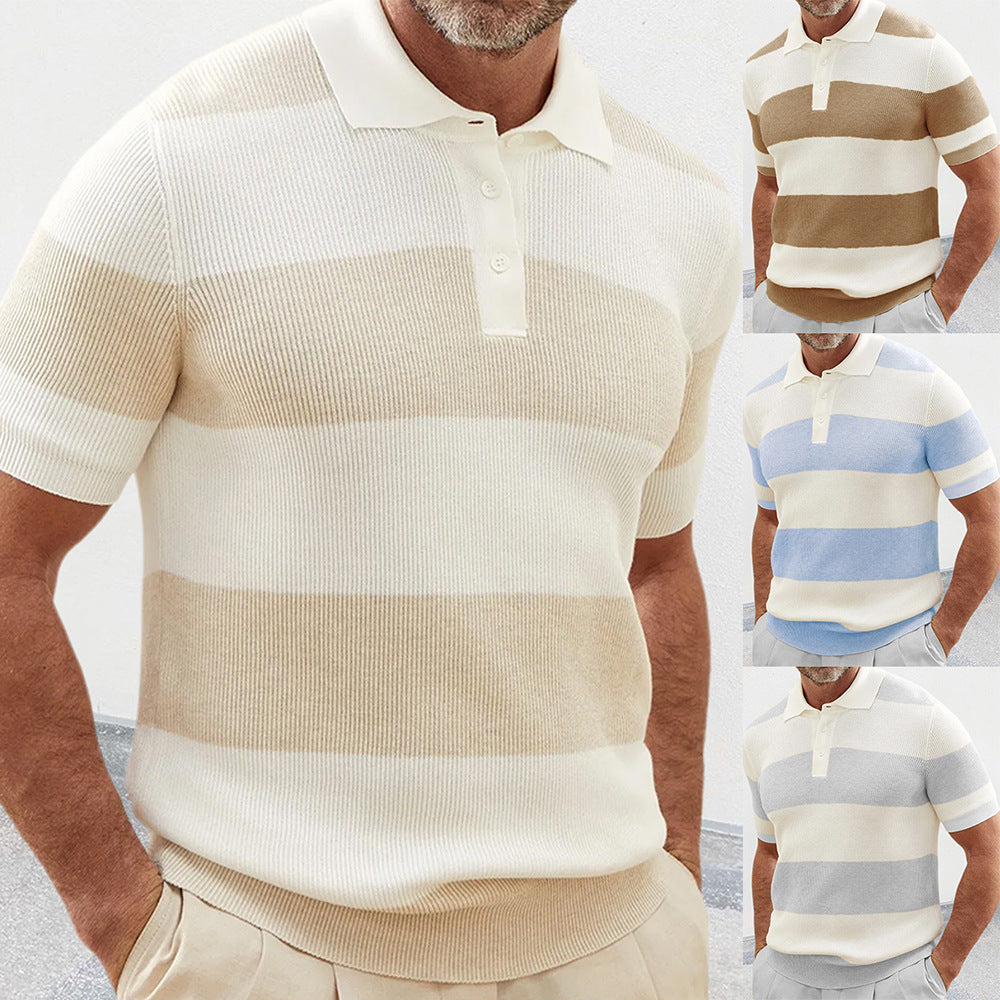 Men's Lapel Sweater Short Sleeve