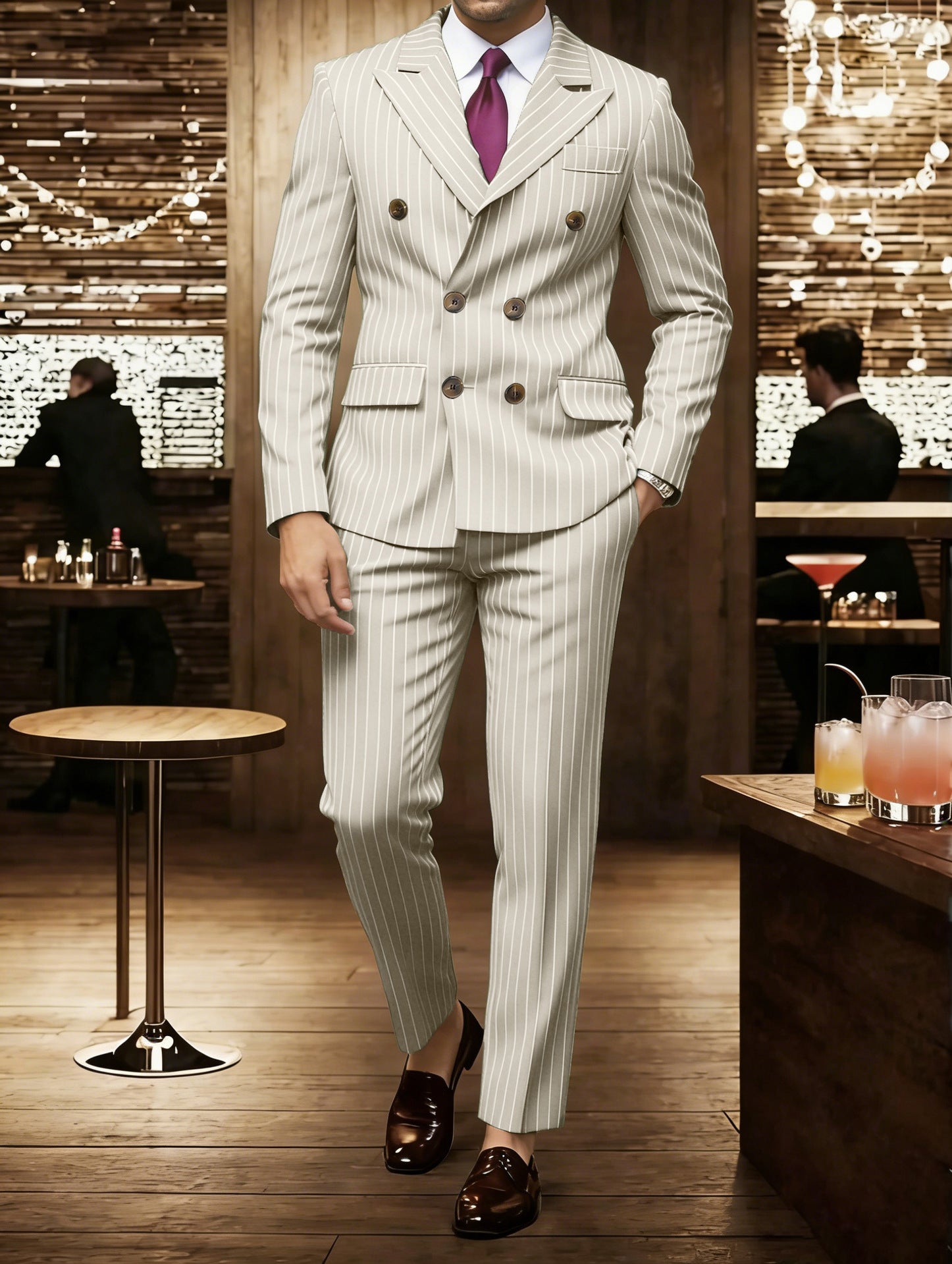 Mens Striped Business Suit Set