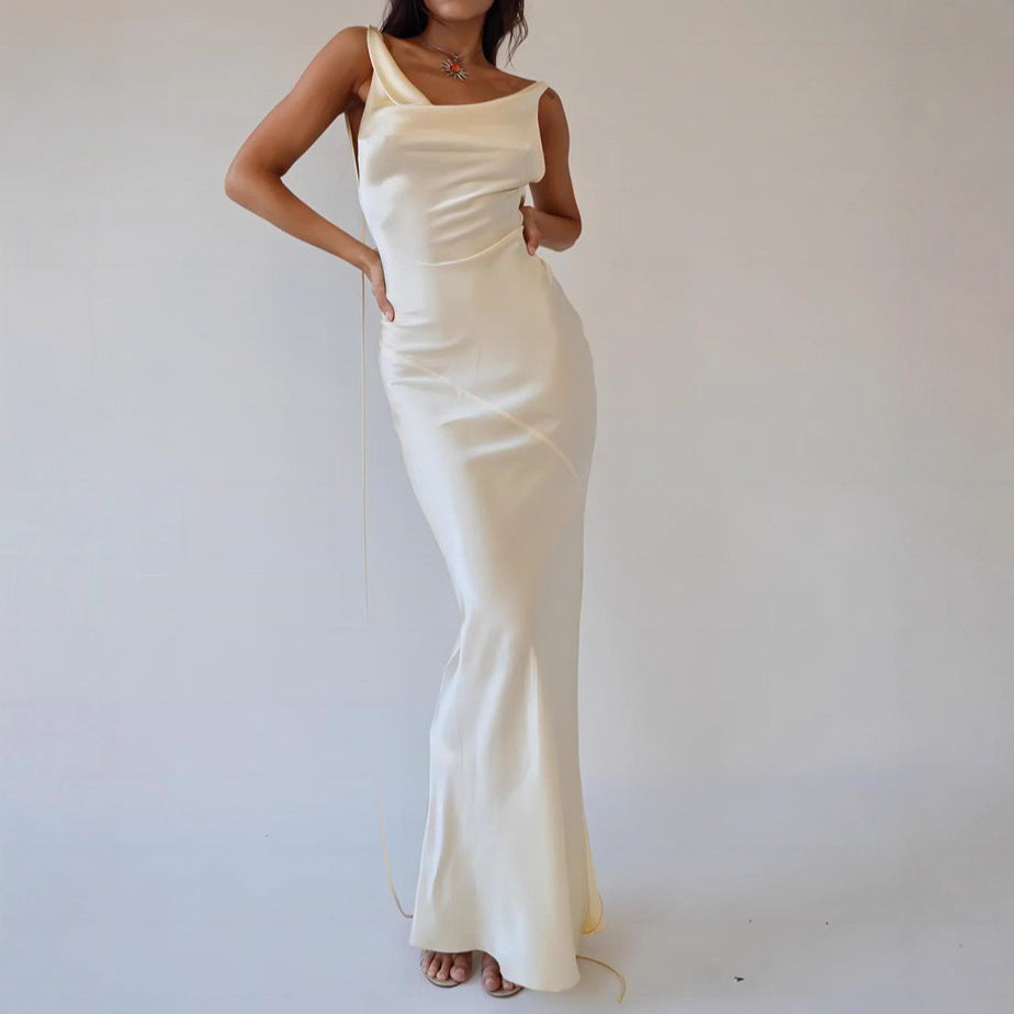 Champagne Satin Casual Dress