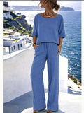 Elegant Short-Sleeve Pants Set