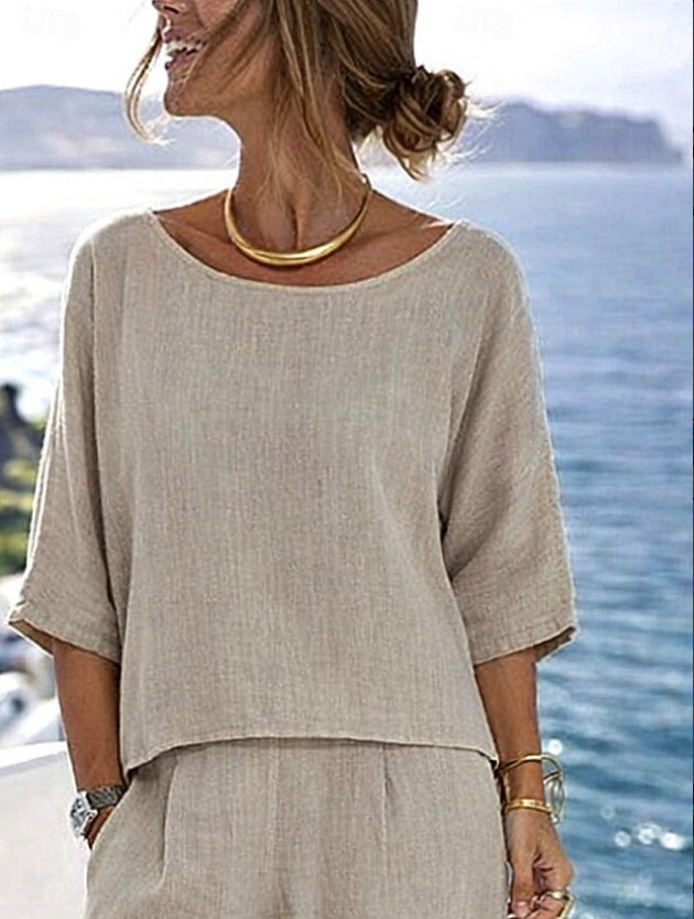 Elegant Short-Sleeve Pants Set