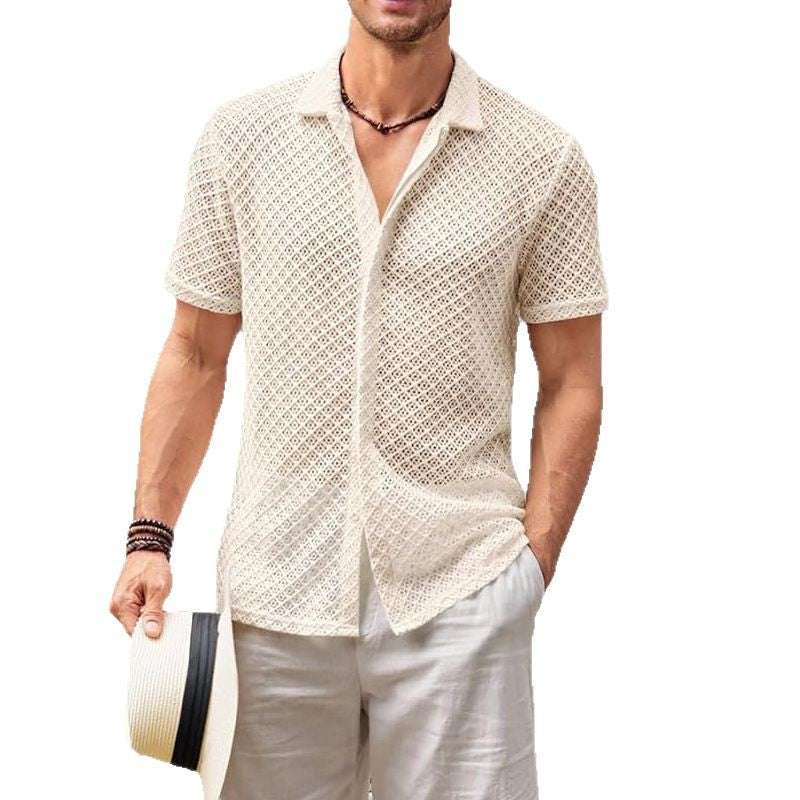 Short Sleeve Shirt Tops Beach Men