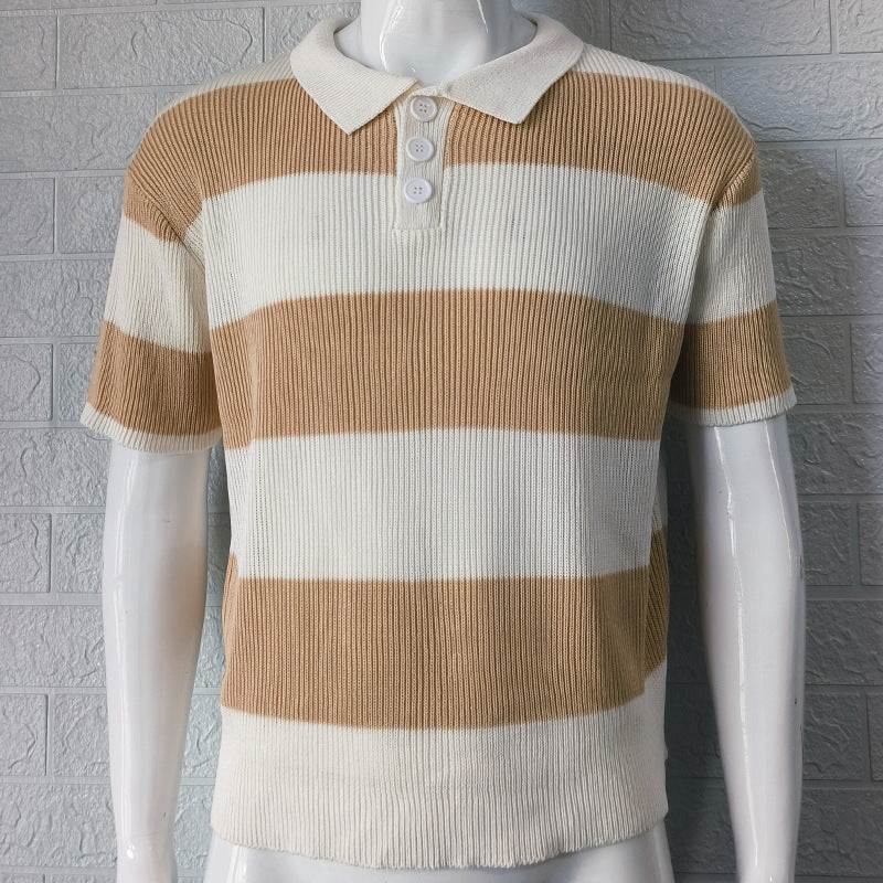 Men's Lapel Sweater Short Sleeve