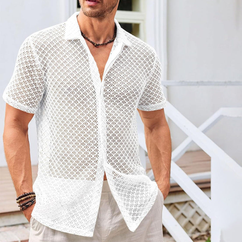 Short Sleeve Shirt Tops Beach Men