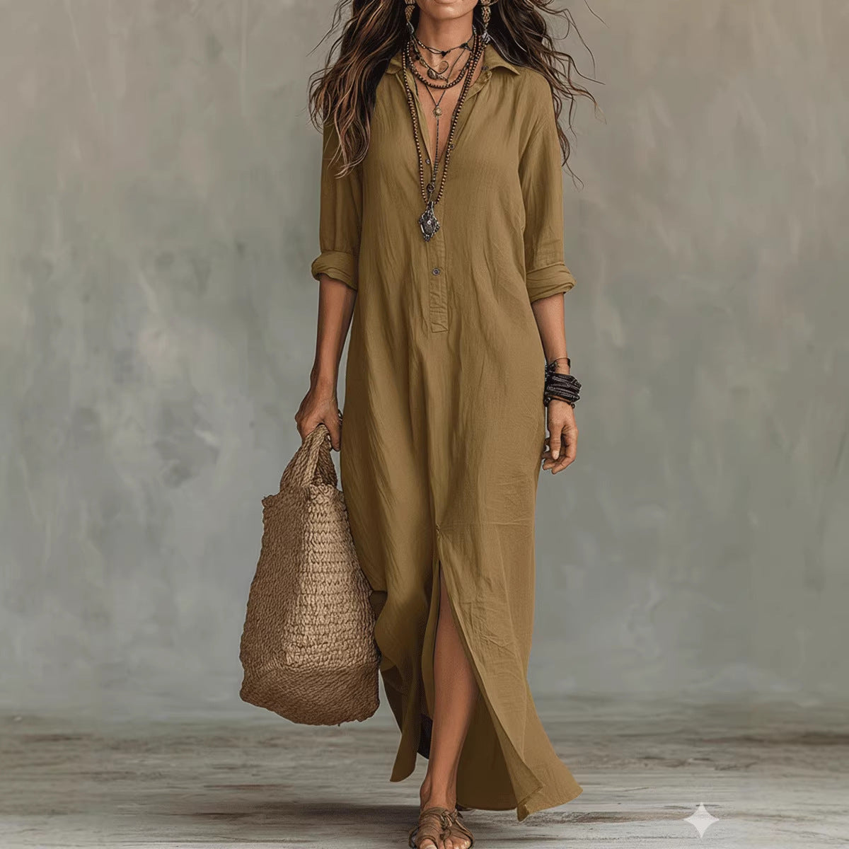 Long-sleeve Maxi Dress Casual
