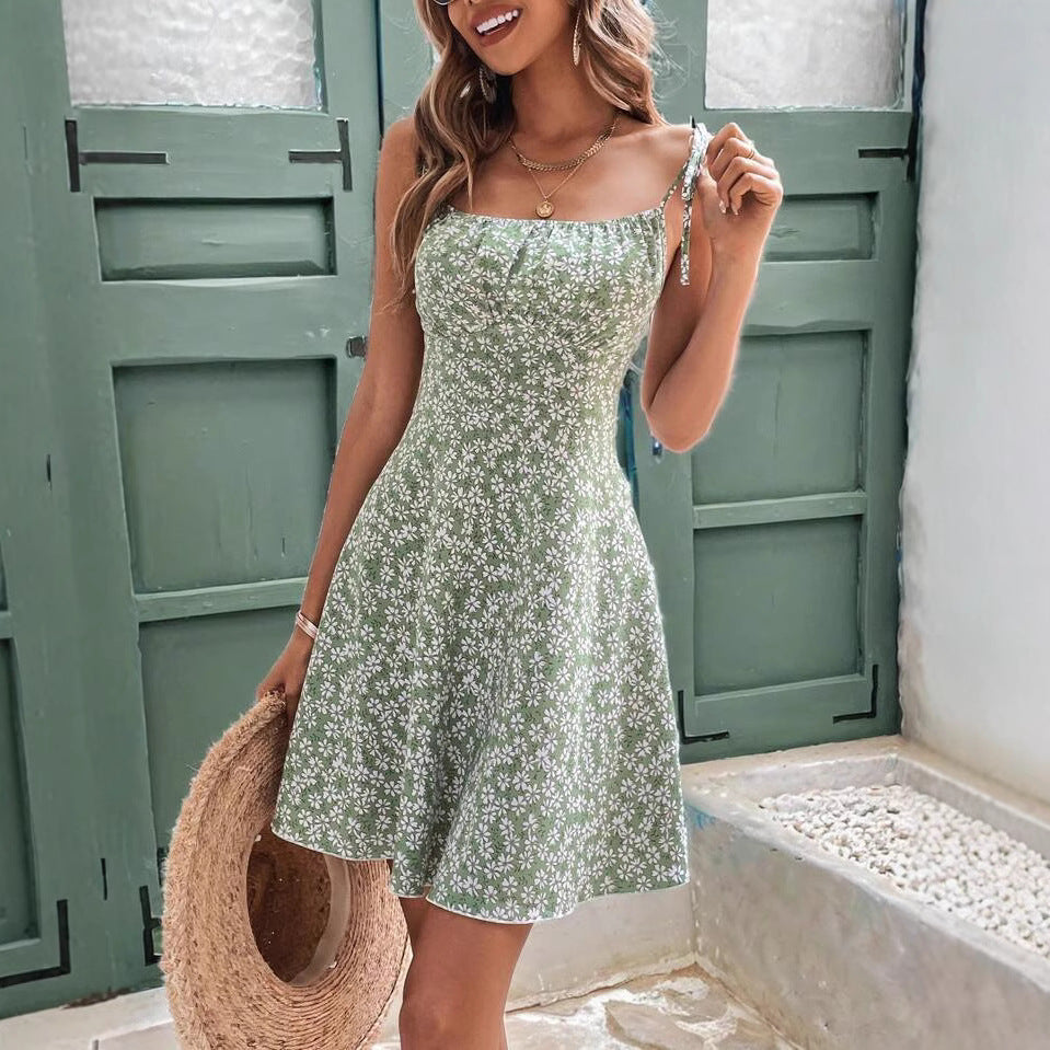 Floral Spaghetti Strap Beach Dress