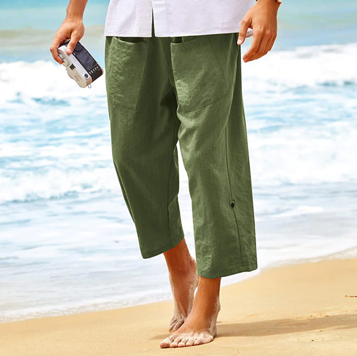 Mens Summer Linen Beach Shorts
