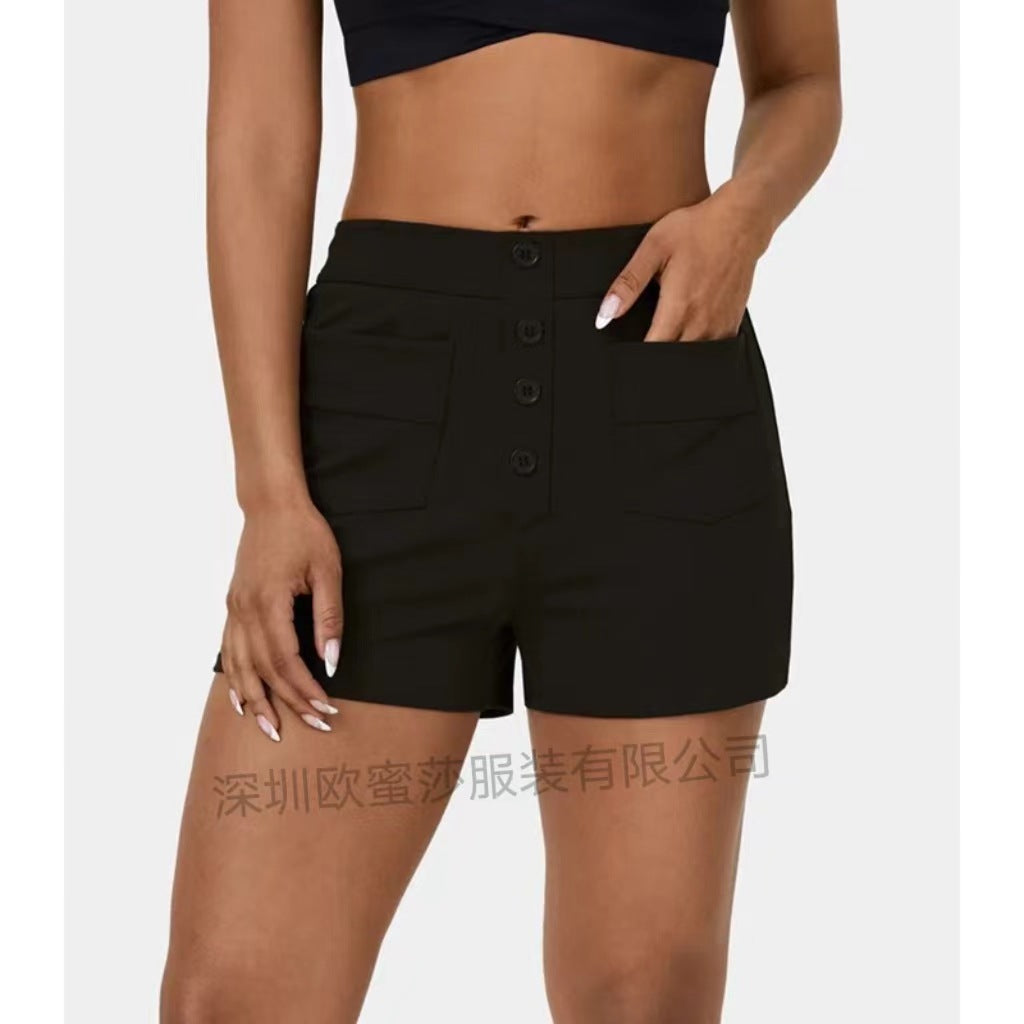 Polyester Mid-rise Shorts Women