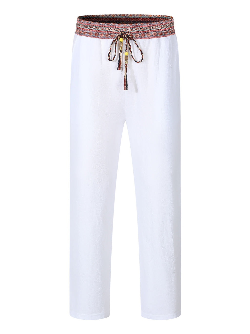 Mens Retro Patchwork Linen Pants