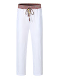 Mens Retro Patchwork Linen Pants