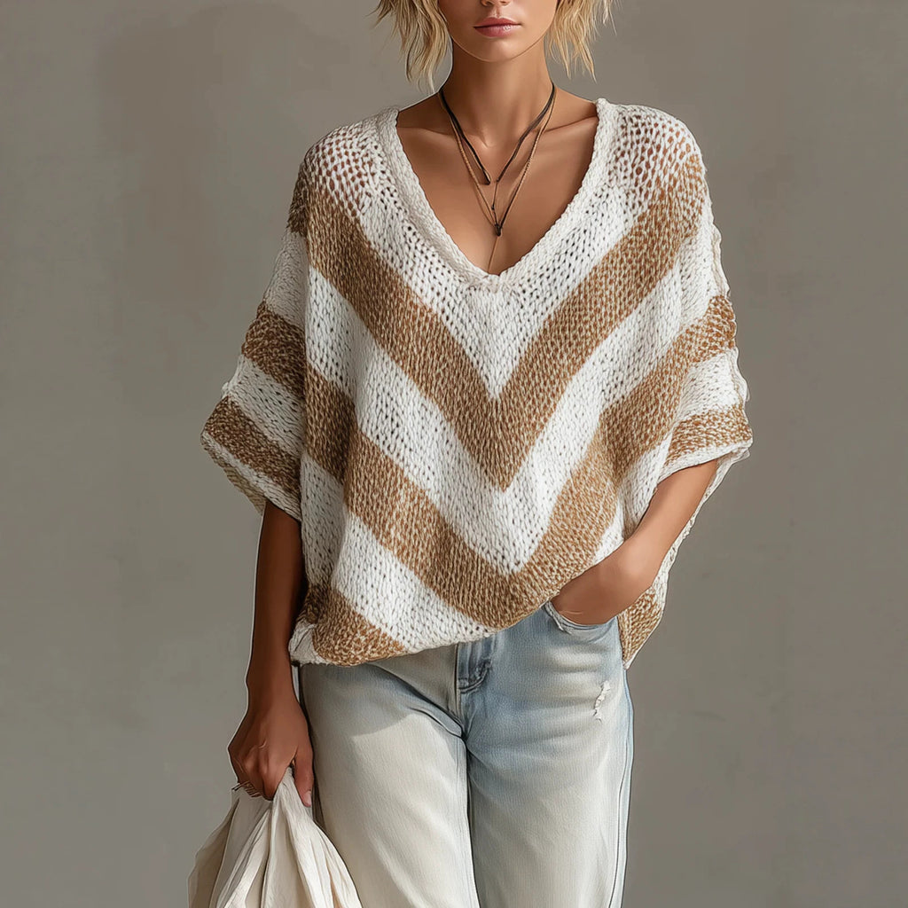 V-neck Short-sleeve knit Sweater