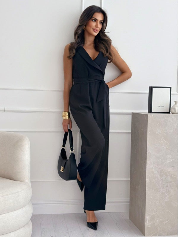 V-neck Jumpsuit Trousers Women's
