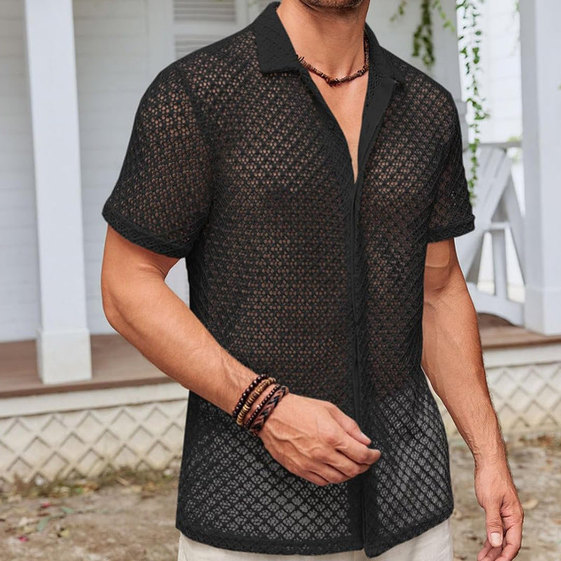 Short Sleeve Shirt Tops Beach Men