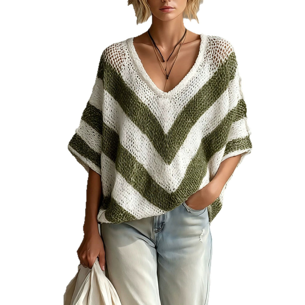 V-neck Short-sleeve knit Sweater