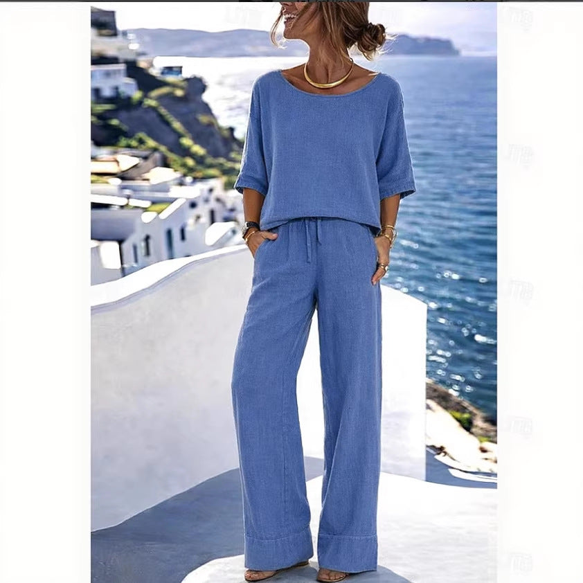 Elegant Short-Sleeve Pants Set