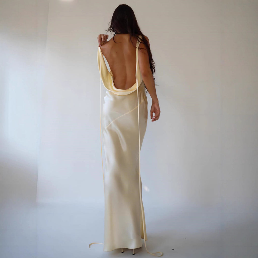 Champagne Satin Casual Dress