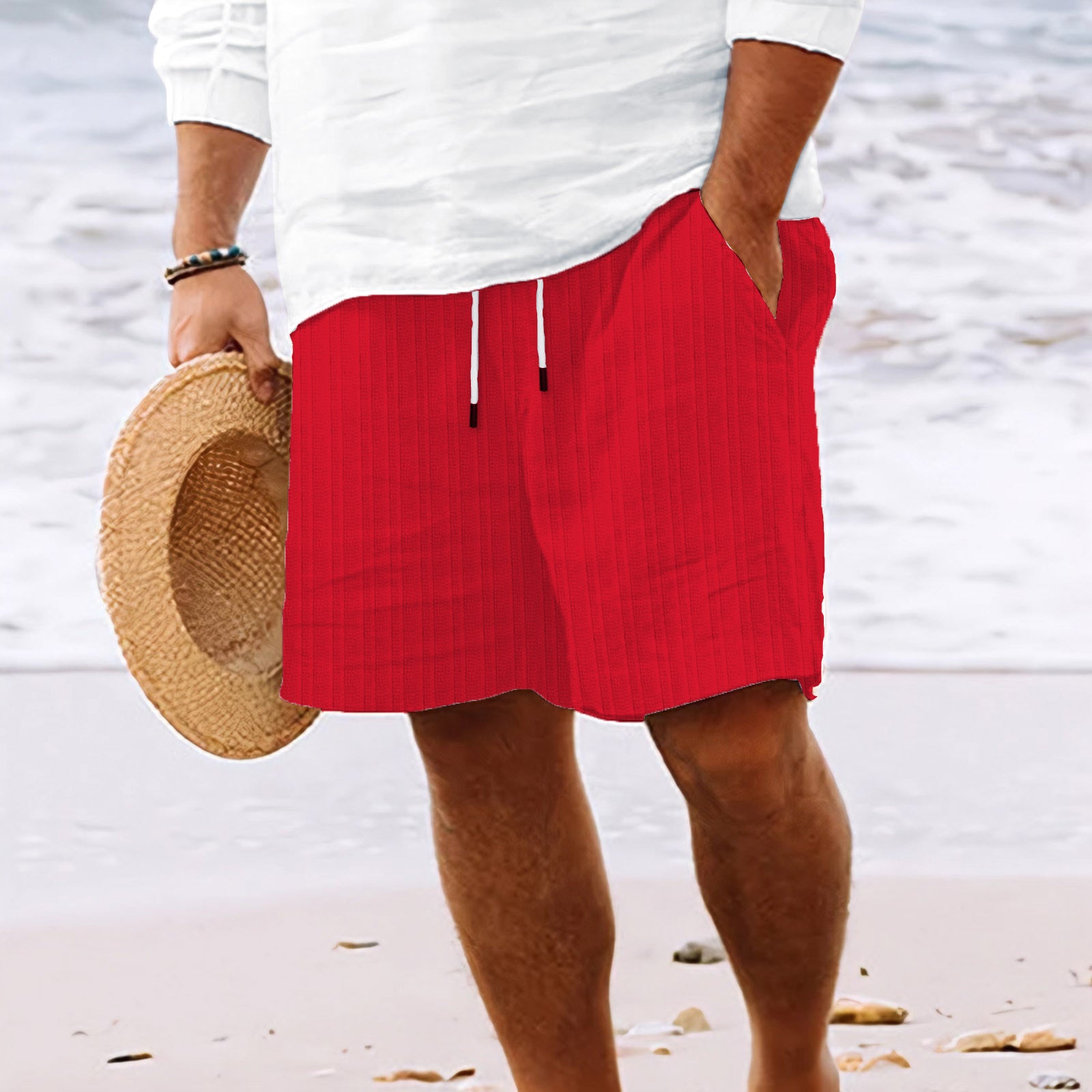Stripe Print Shorts Summer Men