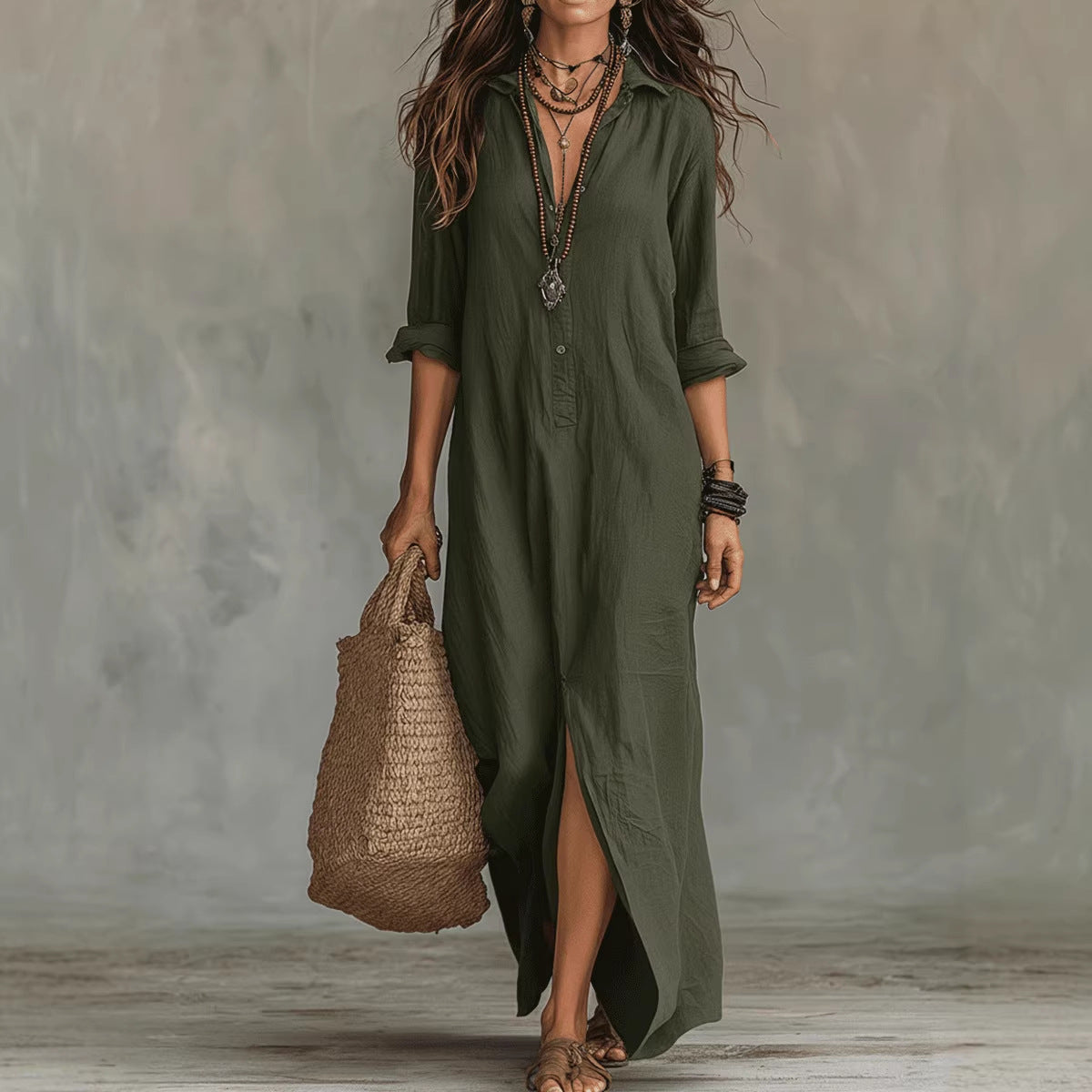 Long-sleeve Maxi Dress Casual