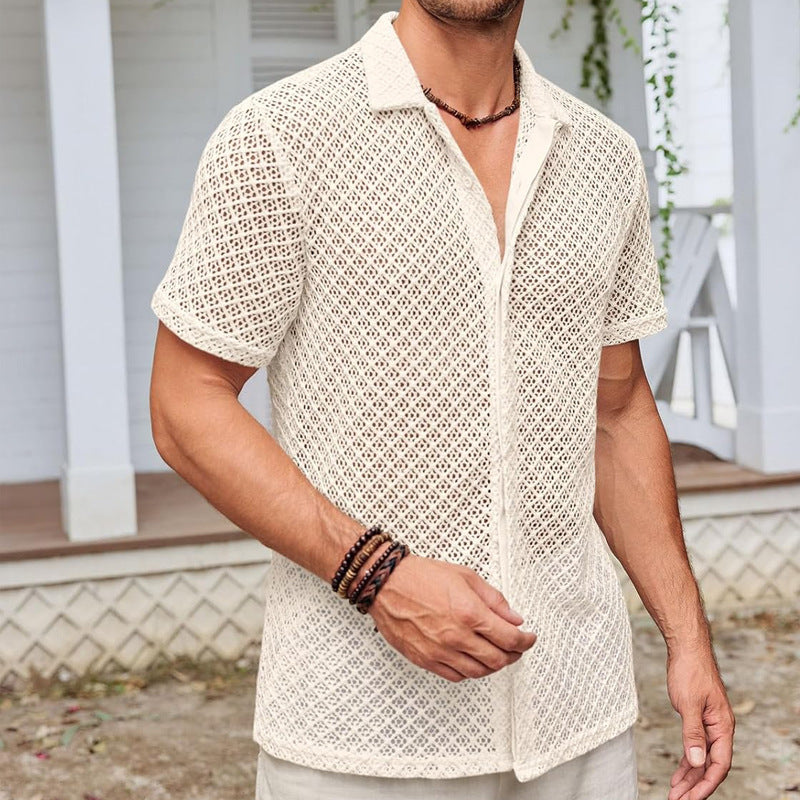 Short Sleeve Shirt Tops Beach Men