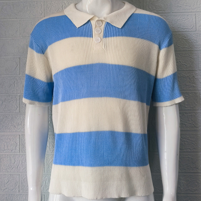 Men's Lapel Sweater Short Sleeve