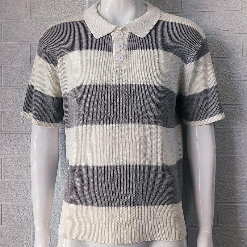 Men's Lapel Sweater Short Sleeve
