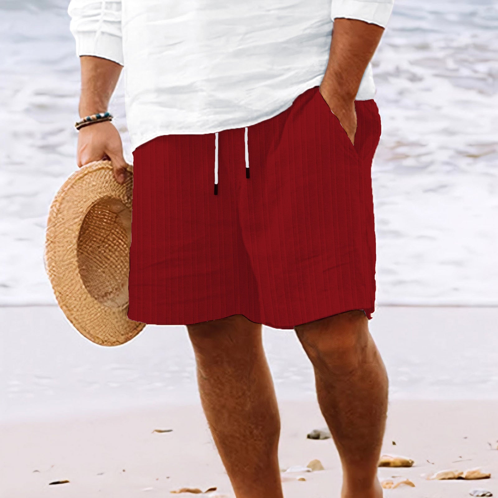 Stripe Print Shorts Summer Men