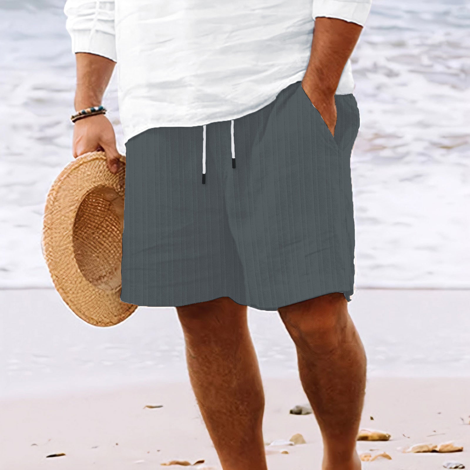 Stripe Print Shorts Summer Men